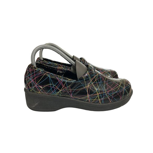 SafeTStep Womens 6.5 Black Colorful Abstract Design Slip-On Work Shoes - Picture 5 of 7